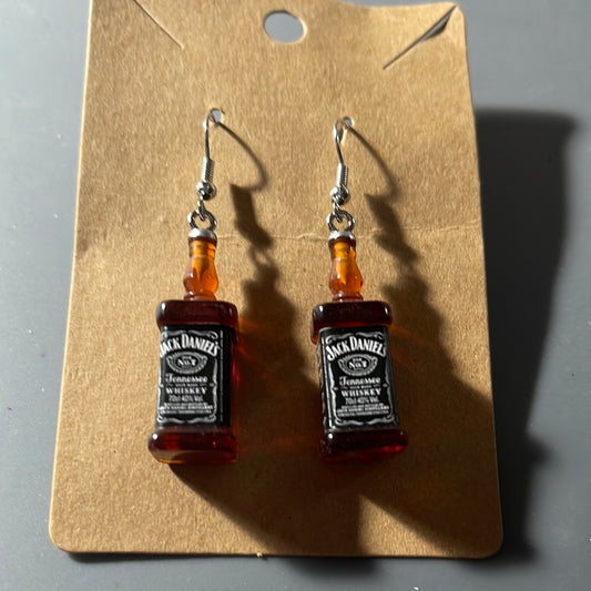 Jack D. Bottles earrings/glass