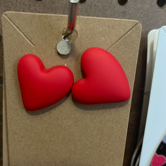 Red heart studs