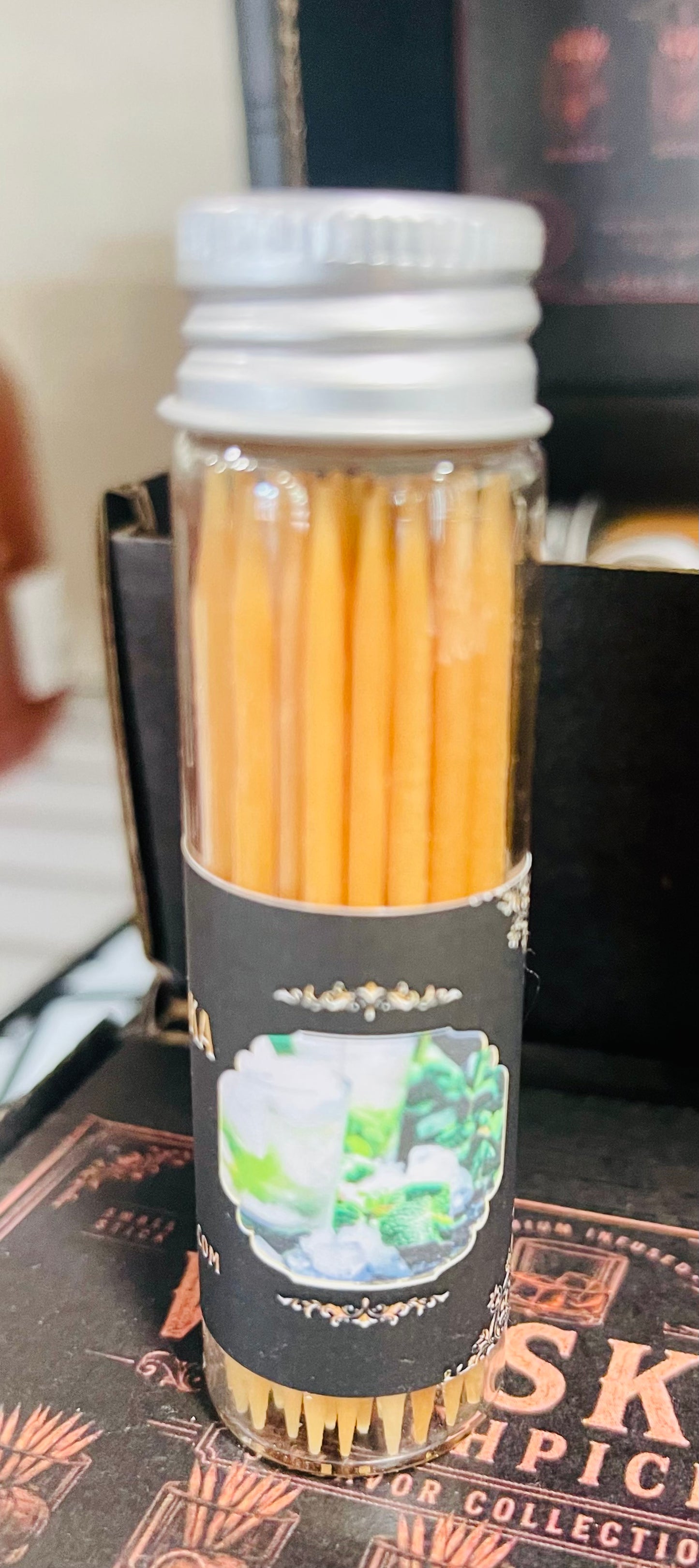 Peppermint vodka toothpicks