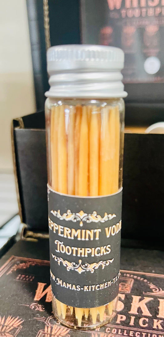 Peppermint vodka toothpicks