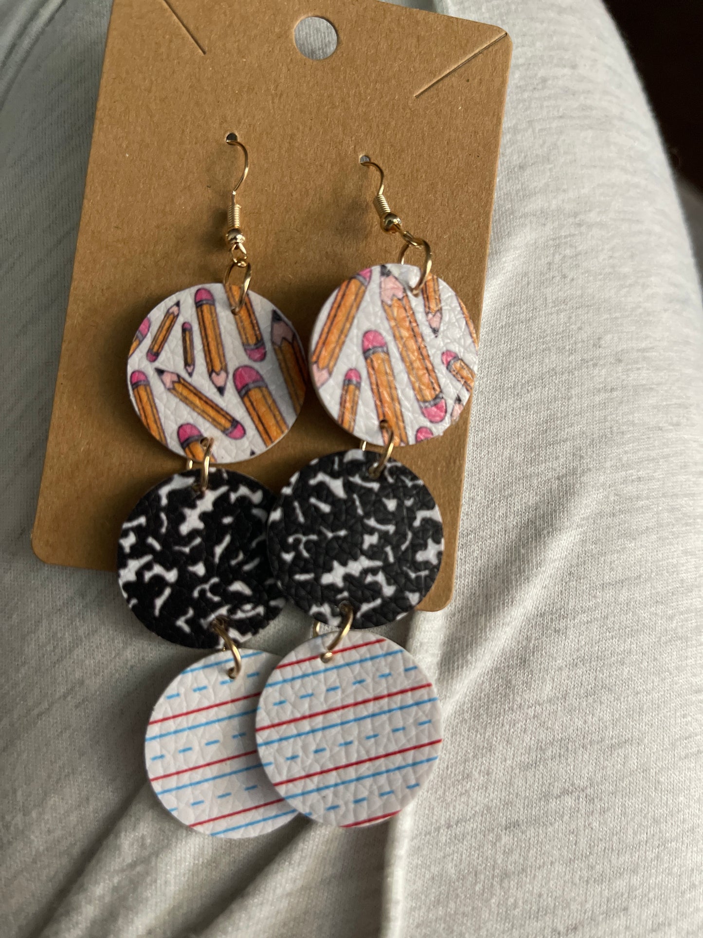 3 circle school days earrings