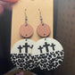 Wood round cross leopard print