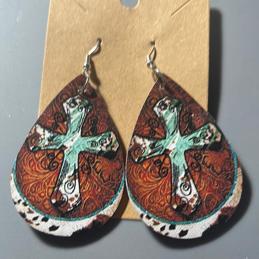 Western cross earrings