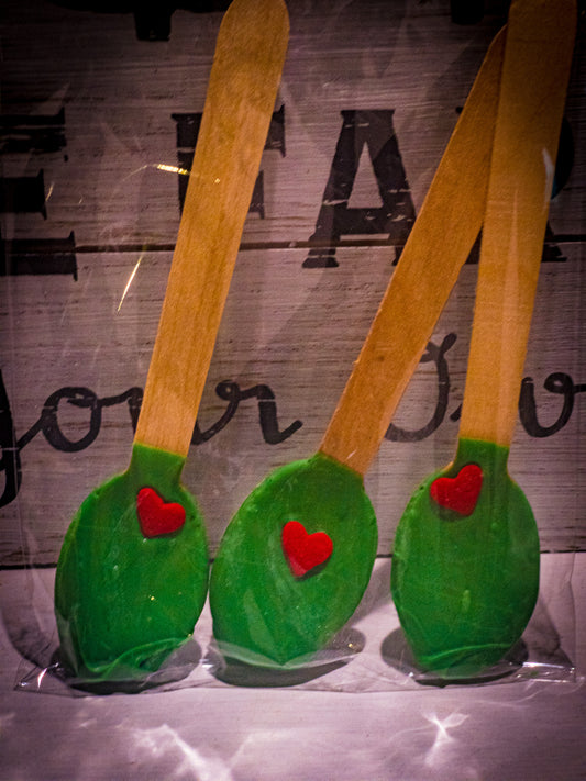 Grinch chocolate spoons