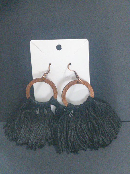 Black fringe earrings