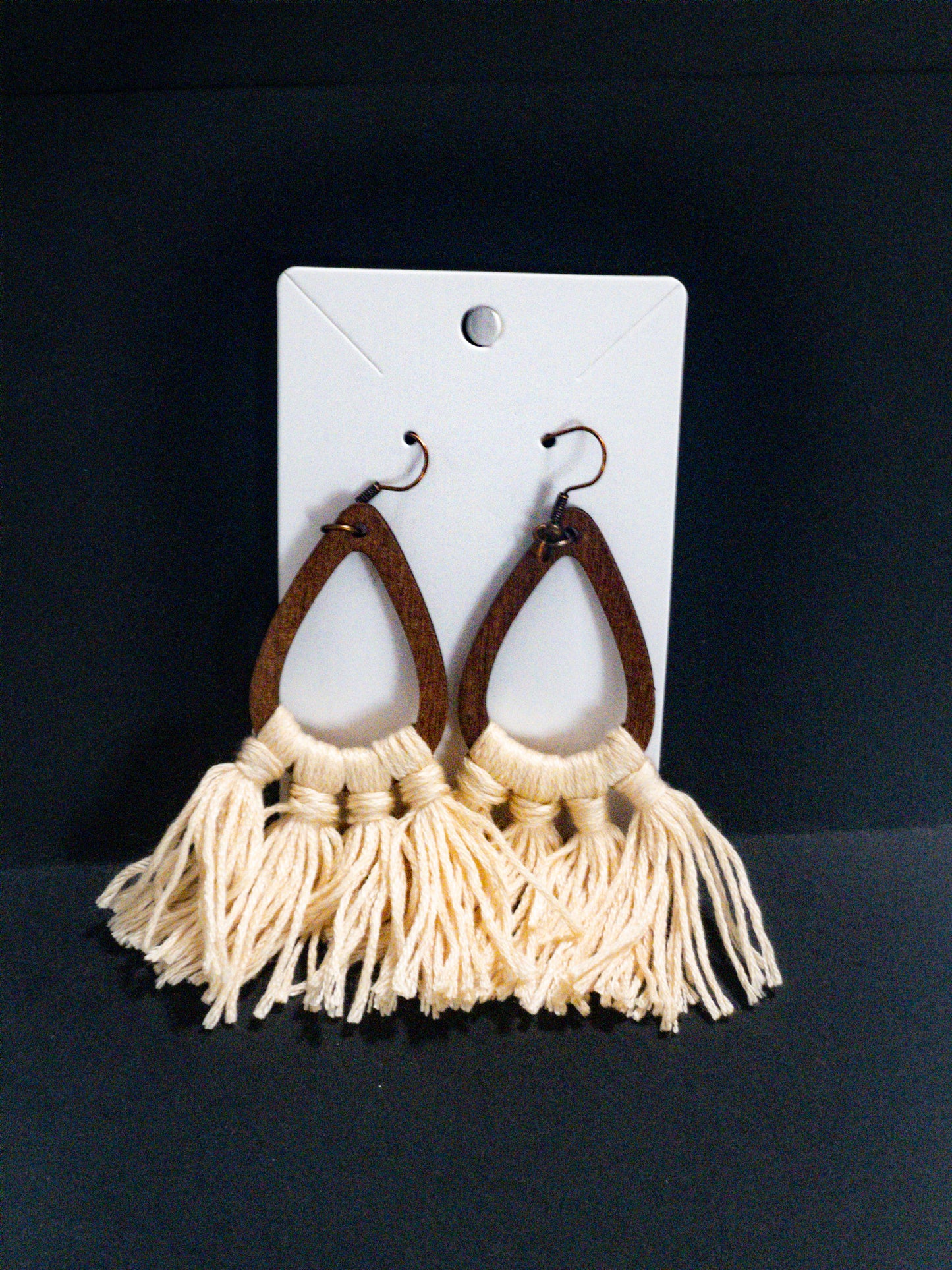 Off white fringe earrings