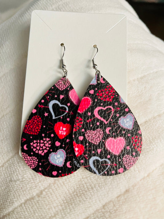 Black with multi pink hearts