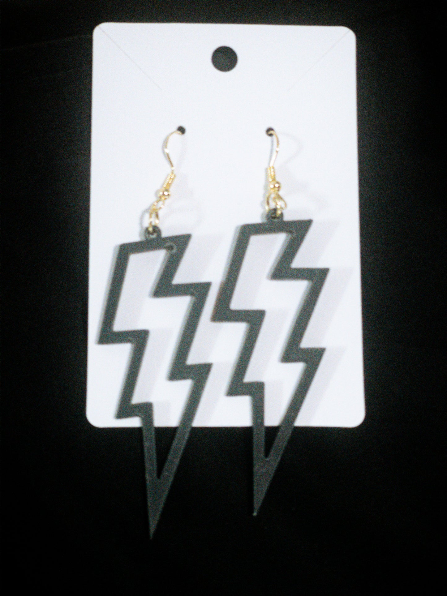 Black lightning bolt earrings