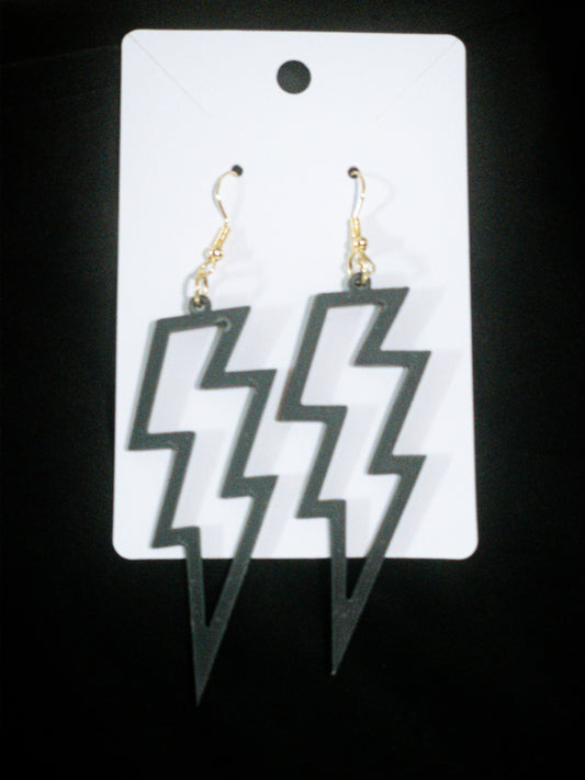 Black lightning bolt earrings