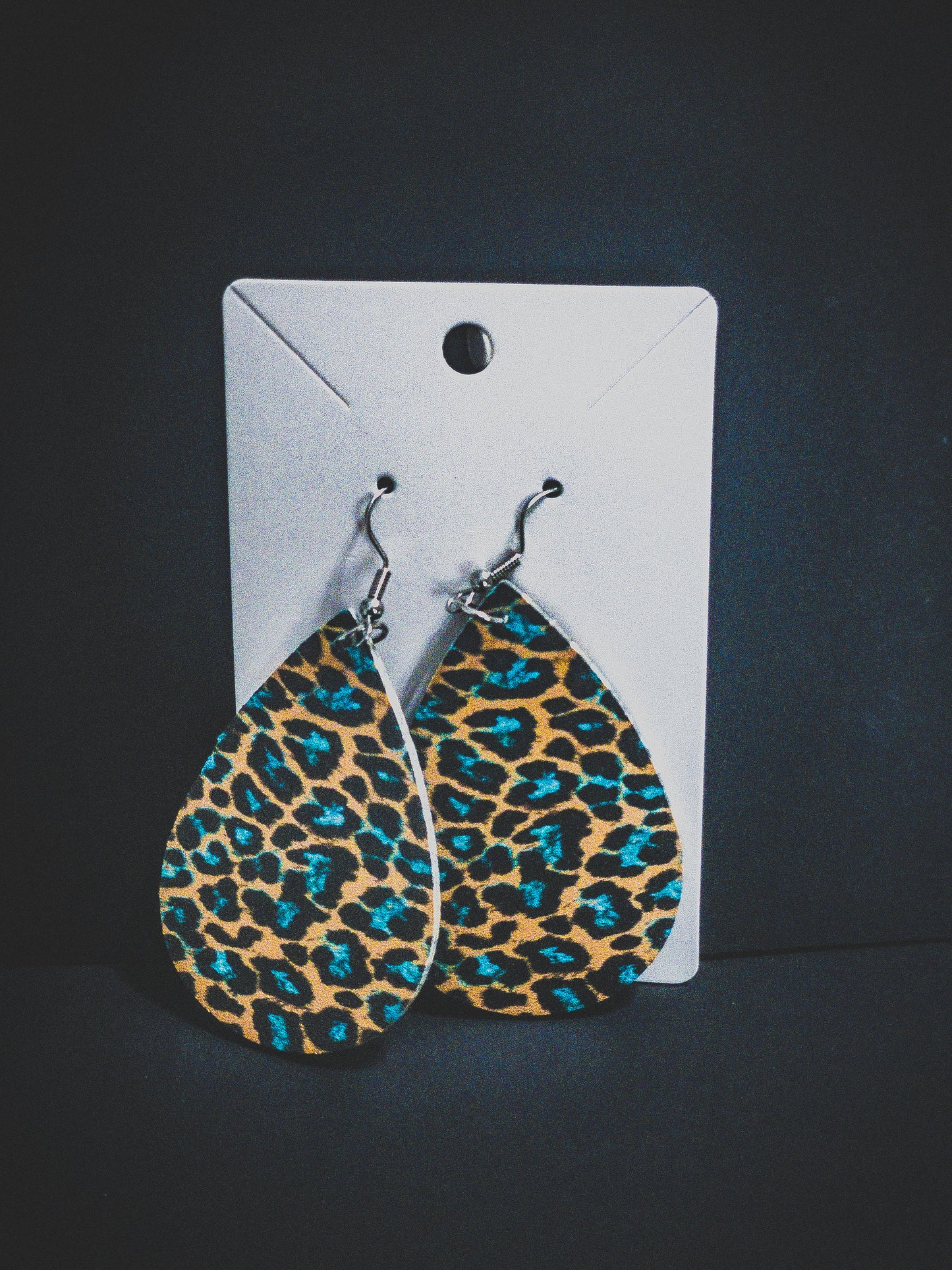 Blue leopard earrings/**sale price!**